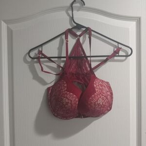 Victoria's Secret Lace Halter Bra - Deep Red